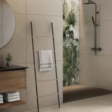   Sapho Gedy KENTA támasztható törölközőtartó 450x1610x21 mm, fekete/bambusz 303141