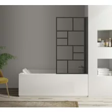   Polysan Parana teleszkópos kádparaván 80x140 cm átlátszó üveggel, matt fekete profilszín 30346B