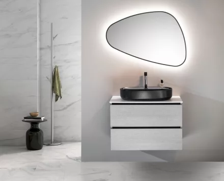Sapho Elena LED tükör 68x96 cm, matt fekete kerettel 30574CI