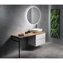 Sapho Sharon ovális LED tükör 80 cm, matt fekete kivitelben