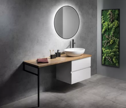 Sapho Sharon ovális LED tükör 80 cm, matt fekete kivitelben