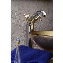   Sapho Reitano Antea magasított mosdó csaptelep automata leeresztővel, króm/arany 3172L