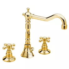   Sapho Reitano Antea 3 részes mosdó csaptelep, retró kifolyóval, automata leeresztővel, arany 3225ZL