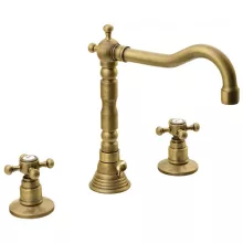   Sapho Reitano Antea 3 részes mosdó csaptelep, retró kifolyóval, automata leeresztővel, bronz 3226