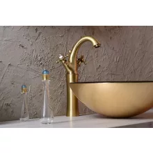  Sapho Reitano Antea magasított mosdócsaptelep automata leeresztővel, bronz 3276L
