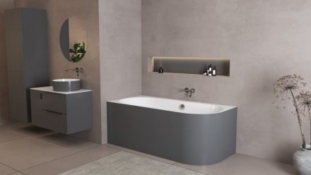POLYSAN ASTRA L MONOLITH falhoz illeszthető akril kád 160x75x60cm, fehér/matt fekete 33611M.41