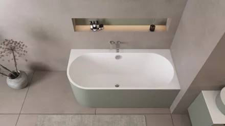 Polysan Astra R Monolith jobb sarokhoz illeszthető akril kád 160x75 cm, fehér/verde 34611M.44