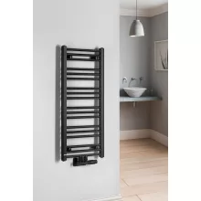   Bruckner Albrecht fürdőszobai radiátor 400x930 mm, központi csatlakozással, matt fekete 600.111.6