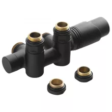   Sapho Bruckner Wicher Combi csatlakozókészlet termosztátos szeleppel 50 mm, matt fekete 600.331.6