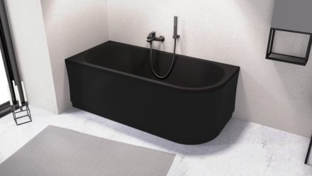 Polysan Viva L aszimmetrikus akril kád 175x80x47 cm, balos/matt fekete 70119.21