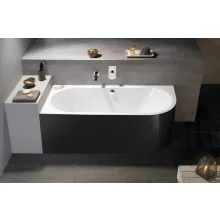   Polysan Viva L Monolith aszimmetrikus kád 170x75x60 cm, fehér/fekete 70119MB