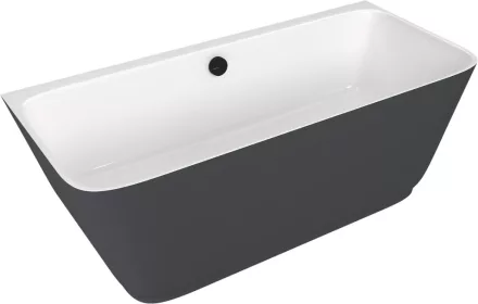 Polysan Skylla falhoz illeszthető öntöttmárvány kád 169x75x60 cm, fehér/matt antracit 72430.52
