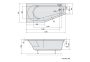 Polysan Tigra aszimmetrikus akril kád lábakkal 150x75 cm, balos 72928