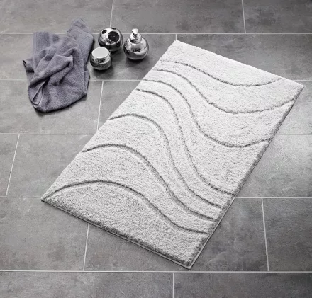 Sapho Ridder La Ola csúszásmentes fürdőszobai textil kilépő szőnyeg 60x90cm, szürke 729307