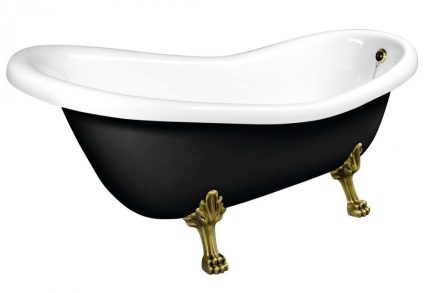 POLYSAN Retro szabadonálló kád bronz lábakkal 158x73 cm, fekete/fehér 72972