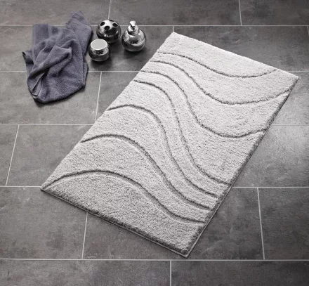 Sapho Ridder La Ola csúszásmentes fürdőszobai textil kilépő szőnyeg 55x50cm, szürke 729807