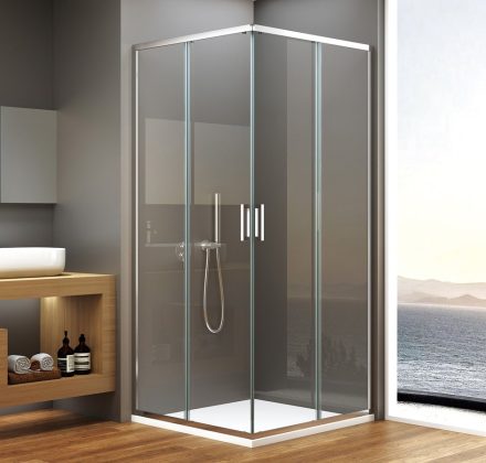 Sapho Bruckner Borg szögletes zuhanykabin 80x80x195 cm átlátszó üveg, króm profilszín 751.180.1