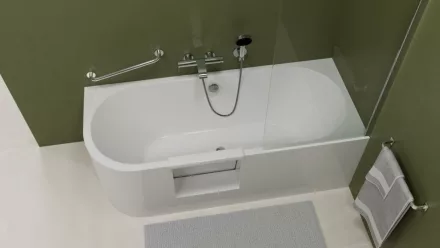 Polysan Portas falhoz illeszthető kád 180x75 cm méretben, jobbos kivitel, kádbelépő ajtóval és fehér színben.
