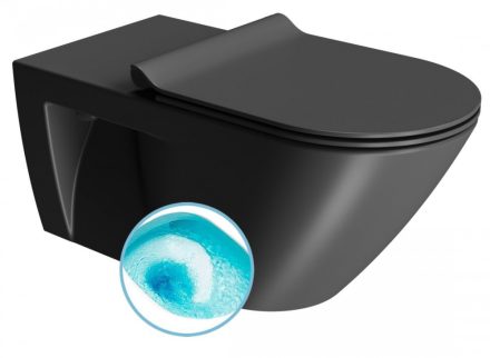 Sapho Gsi Community fali kerámia WC Swirlflush öblítéssel 36x70 cm, dual matt fekete 761526