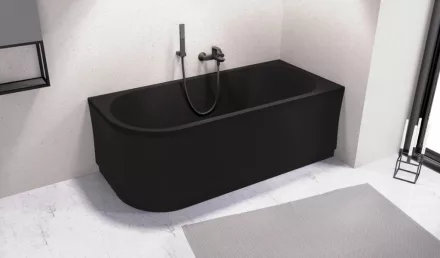 Polysan Viva jobbos aszimmetrikus akril kád 175x80 cm, matt fekete 78119.21