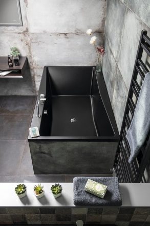 Polysan Quest egyenes fürdőkád 180x100 cm, matt fekete 78511.21