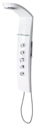 SAPHO Polysan Luk sarokba szerelhető termosztátos zuhanypanel, ABS/fehér 80325
