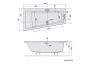 Polysan Andra aszimmetrikus akril kád 170x90x45 cm, balos / szürke 81111.30