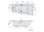 Polysan Andra aszimmetrikus akril kád 170x90x45 cm, jobbos / szürke 81511.30