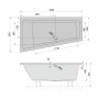 Polysan Andra L aszimmetrikus akril kád 160x90x45 cm, balos/szürke 81521.30