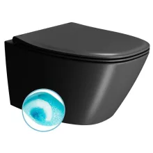 Sapho Gsi Modo fali kerámia WC csésze 37x54 cm SwirlFlush öblítéssel és DualGlaze bevonattal, matt fekete színben.
