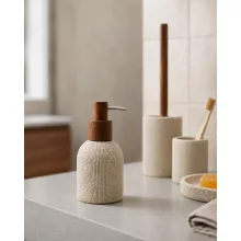 Sapho Craft álló szappanadagoló akác és bézs színkombinációban.