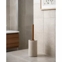 Sapho Craft álló WC kefe tartó akác és bézs színkombinációban.