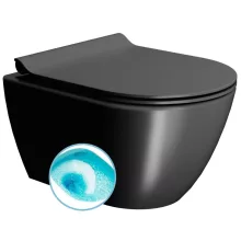   Sapho Gsi Pura SWIRLFLUSH fali WC csésze 36x50 cm, DualGlaze bevonat, matt fekete 881626