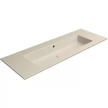 Sapho GSI Pura Slim vékonyított kerámia mosdó 122x46 cm matt kréta színben, csaplyuk nélküli kialakítással.
