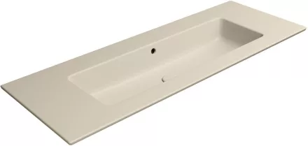 Sapho GSI Pura Slim vékonyított kerámia mosdó 122x46 cm matt kréta színben, csaplyuk nélküli kialakítással.