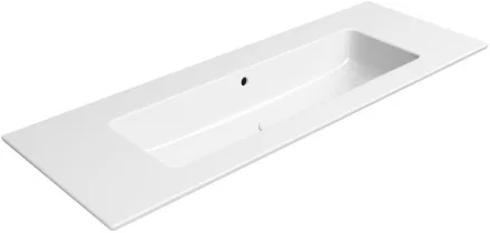 Sapho GSI Pura Slim kerámia mosdó 122x46 cm fehér színben, ExtraGlaze bevonattal és csaplyuk nélküli kialakítással.