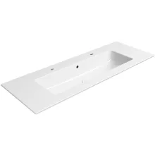 Sapho GSI Pura Slim kerámia mosdó 122x46 cm fehér színben, ExtraGlaze bevonattal, két csaplyukkal és túlfolyóval.