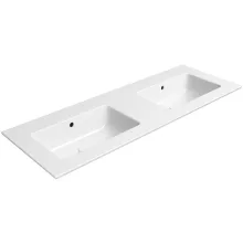 Sapho Gsi Pura Slim dupla kerámia mosdó ExtraGlaze bevonattal 122x46 cm csaplyuk nélkül, fehér kivitelben.