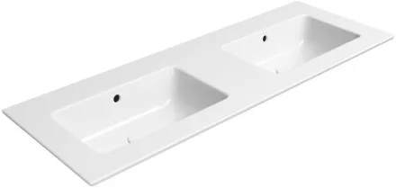 Sapho Gsi Pura Slim dupla kerámia mosdó ExtraGlaze bevonattal 122x46 cm csaplyuk nélkül, fehér kivitelben.