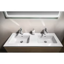 Sapho GSI Pura Slim dupla kerámia mosdó 122x46 cm fehér ExtraGlaze bevonattal, csaplyukkal és túlfolyóval.