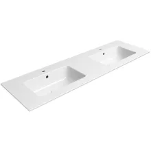 Sapho GSI Pura Slim dupla kerámia mosdó 142 cm fehér ExtraGlaze bevonattal, csaplyukkal és túlfolyóval.