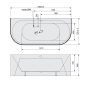 Polysan VIVA D MONOLITH aszimmetrikus fali kád 180x75x60 cm, fehér/fekete 89139MB