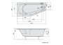 Polysan Tigra L aszimmetrikus akril kád 170x80x46 cm, balos/szürke 90111.30
