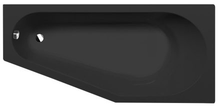 Polysan Tigra jobbos aszimmetrikus akril kád 170x80 cm, matt fekete 90611.21