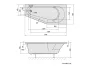 Polysan Tigra aszimmetrikus akril kád 170x80 cm, jobbos/szürke 90611.30