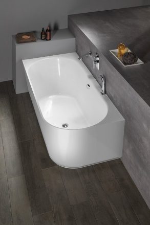 Polysan Sussi L falhoz illeszthető öntött márvány kád 150x70x50 cm, balos / fehér 93231L1L
