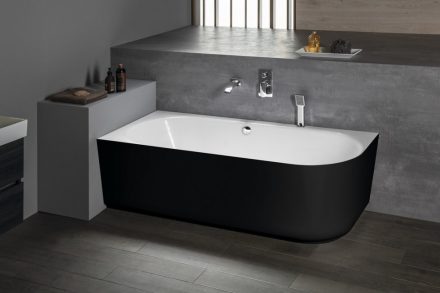 Polysan Sussi L falhoz illeszthető öntött márvány kád 150x70x50 cm balos, fekete / fehér  93241L