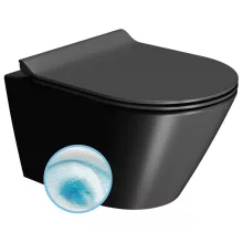 Sapho Gsi Kube X fali kerámia WC csésze 36x50 cm GeniusFlush öblítéssel és DualGlaze bevonattal, matt fekete színben.