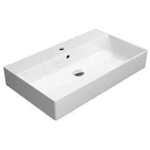   Sapho Gsi Kube X kerámiamosdó 80x47 cm csapfurattal és Extraglaze bevonattal, fehér 9422111