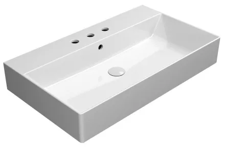 Sapho GSI Kube X kerámia mosdó 80x47 cm 3 csaplyukkal csiszolt alsó élekkel és ExtraGlaze bevonattal